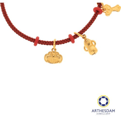 Arthesdam Jewellery 916 Gold Baby Blessing Charm Red Bracelet