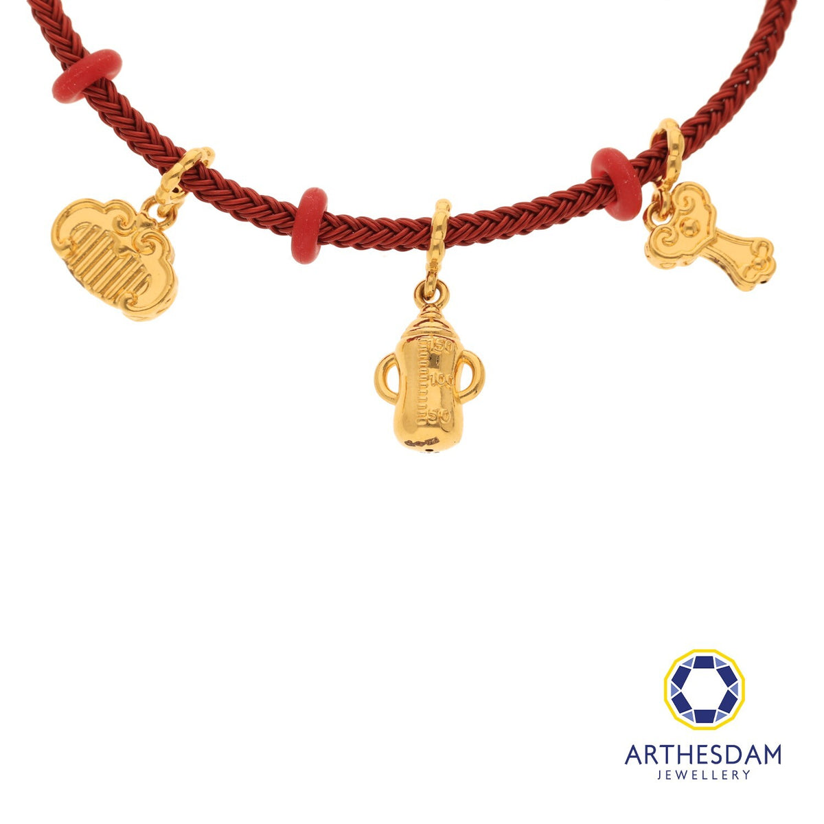 Arthesdam Jewellery 916 Gold Baby Blessing Charm Red Bracelet