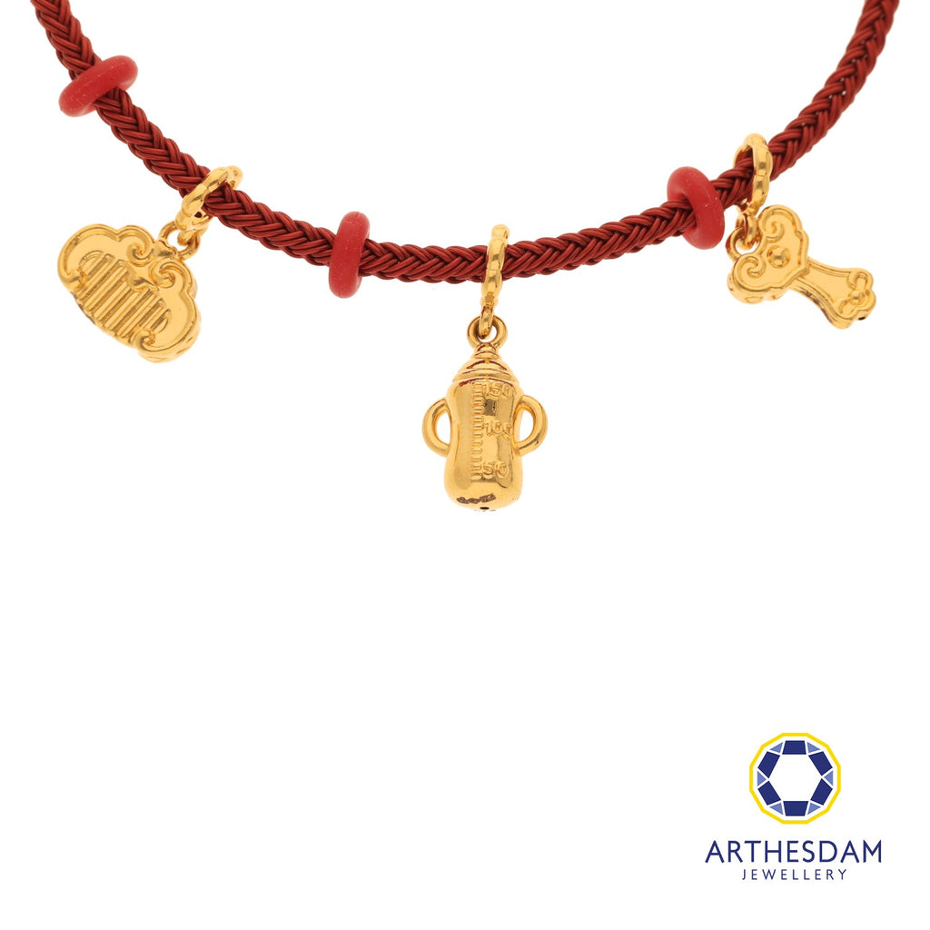 Arthesdam Jewellery 916 Gold Baby Blessing Charm Red Bracelet