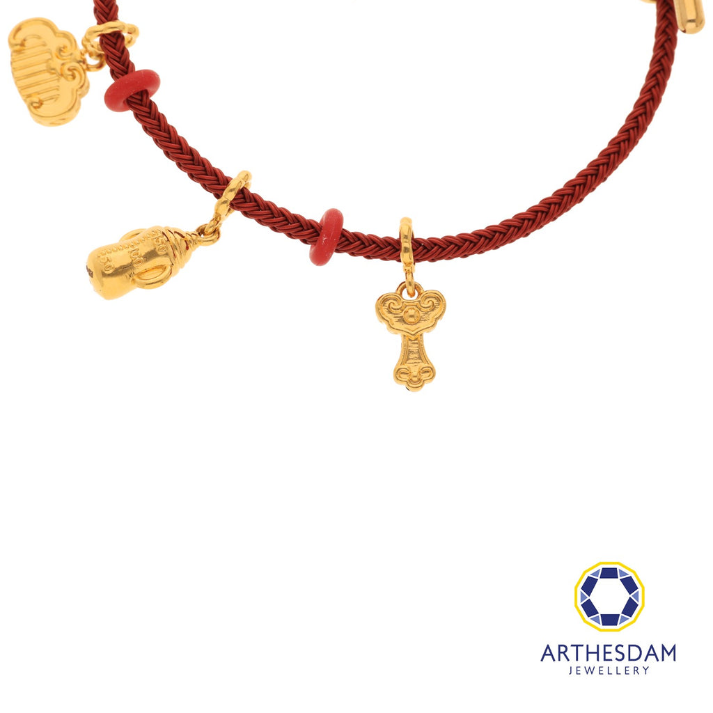 Arthesdam Jewellery 916 Gold Baby Blessing Charm Red Bracelet
