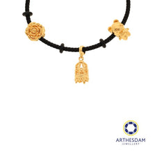 Load image into Gallery viewer, Arthesdam Jewellery 916 Gold Whimsical Teddy Charm Black Bracelet
