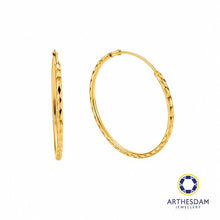 Load image into Gallery viewer, Arthesdam Jewellery 916 Gold Large Faceted Hoop Earrings
