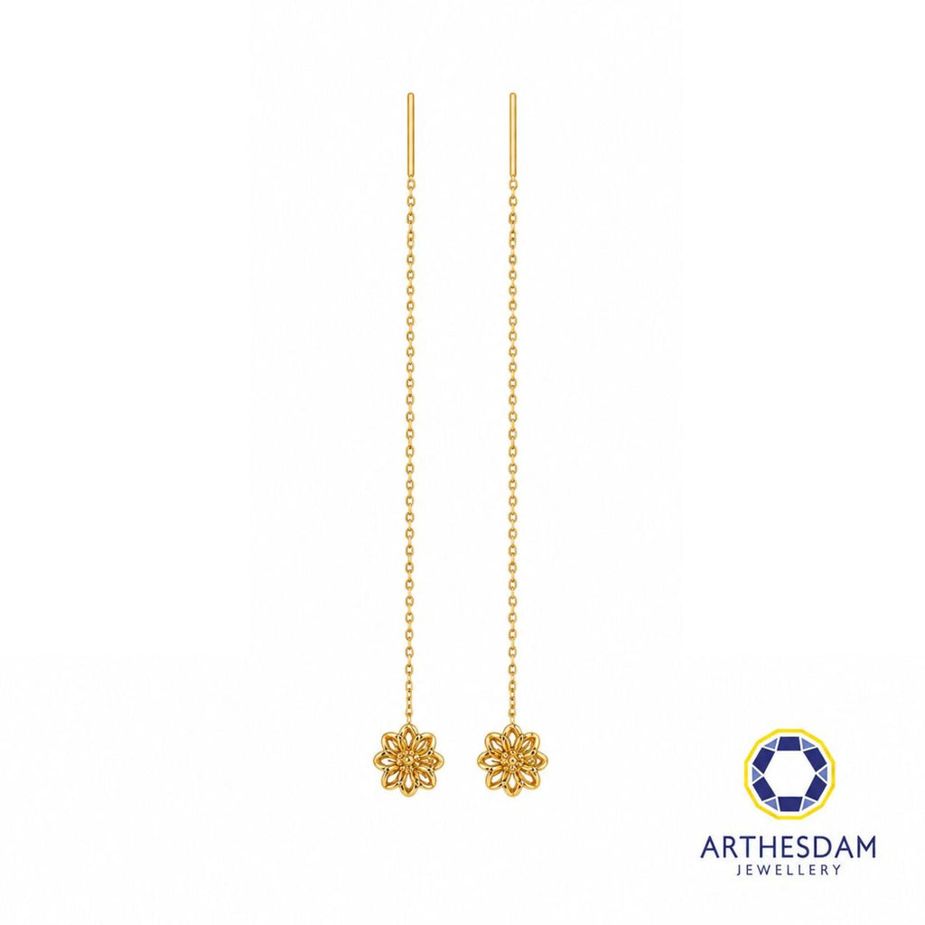 Arthesdam Jewellery 916 Gold Flower Threader Earrings