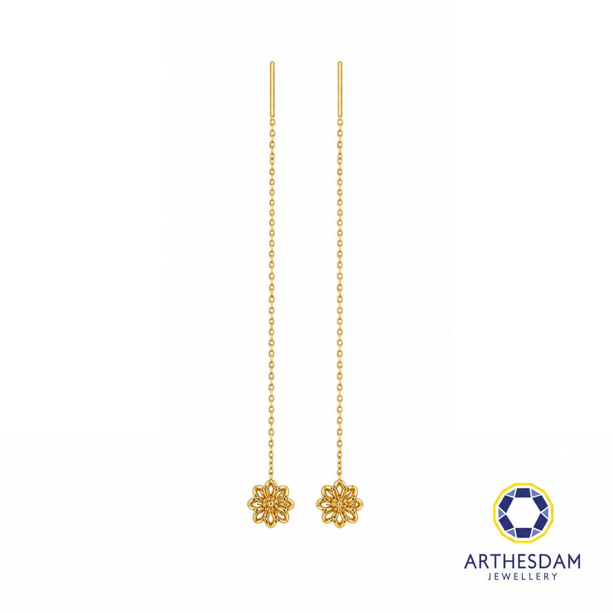 Arthesdam Jewellery 916 Gold Flower Threader Earrings