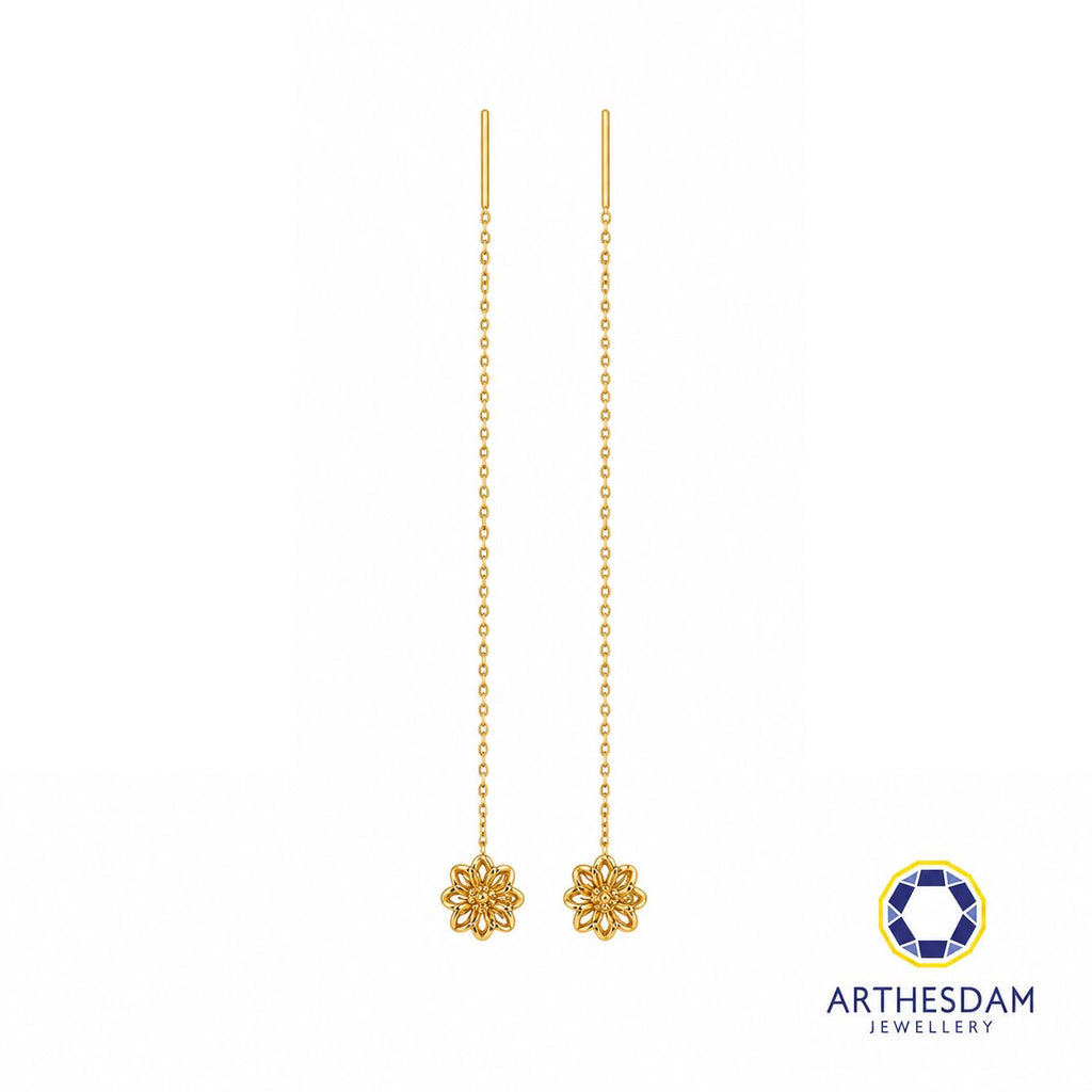 Arthesdam Jewellery 916 Gold Flower Threader Earrings
