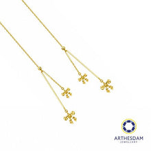 Load image into Gallery viewer, Arthesdam Jewellery 916 Gold Dangling Faceted Ribbon Threader Earrings
