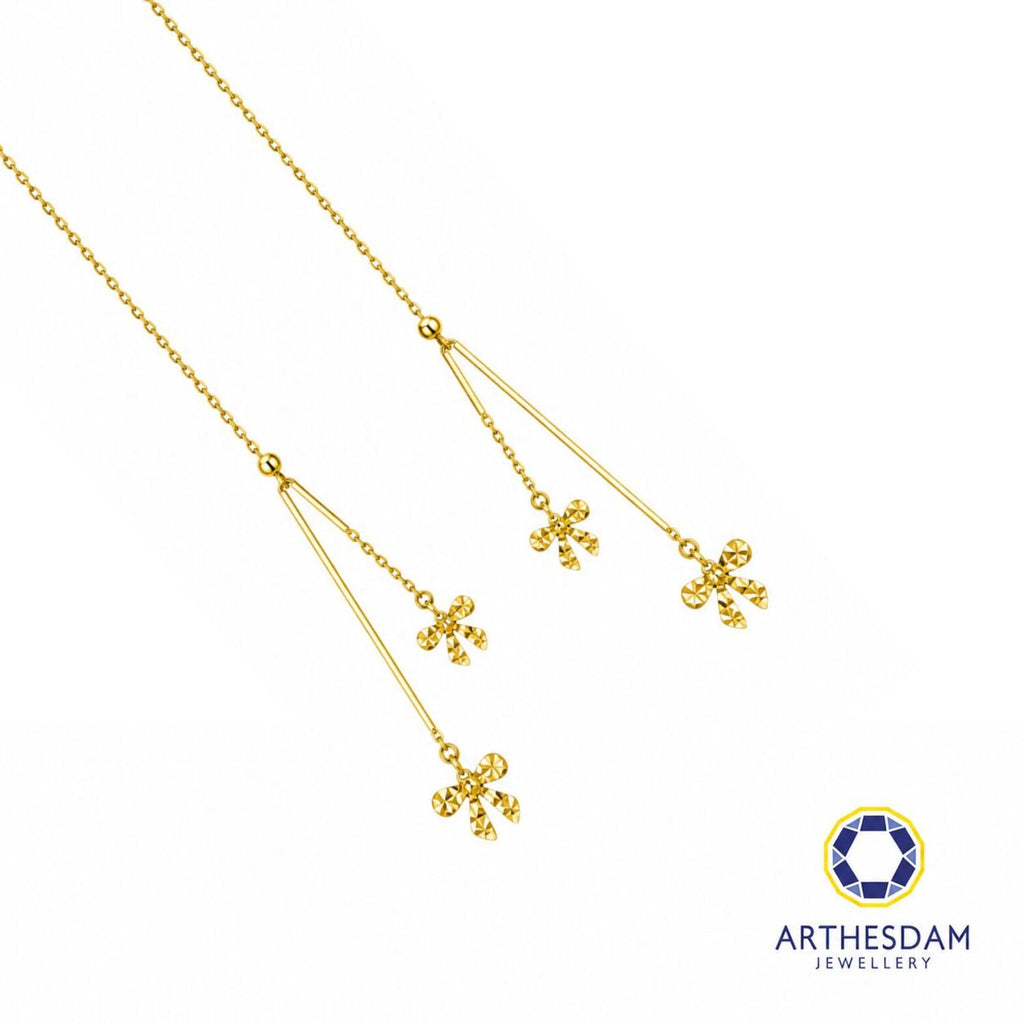 Arthesdam Jewellery 916 Gold Dangling Faceted Ribbon Threader Earrings