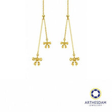 Load image into Gallery viewer, Arthesdam Jewellery 916 Gold Dangling Faceted Ribbon Threader Earrings
