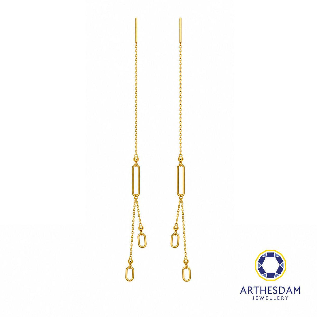 Arthesdam Jewellery 916 Gold Dangling Paperclip Threader Earrings
