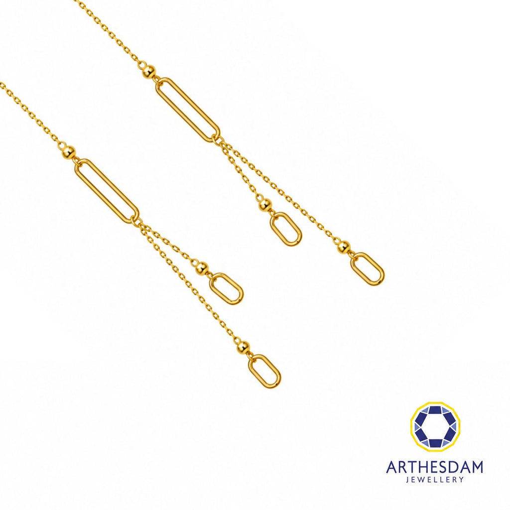 Arthesdam Jewellery 916 Gold Dangling Paperclip Threader Earrings