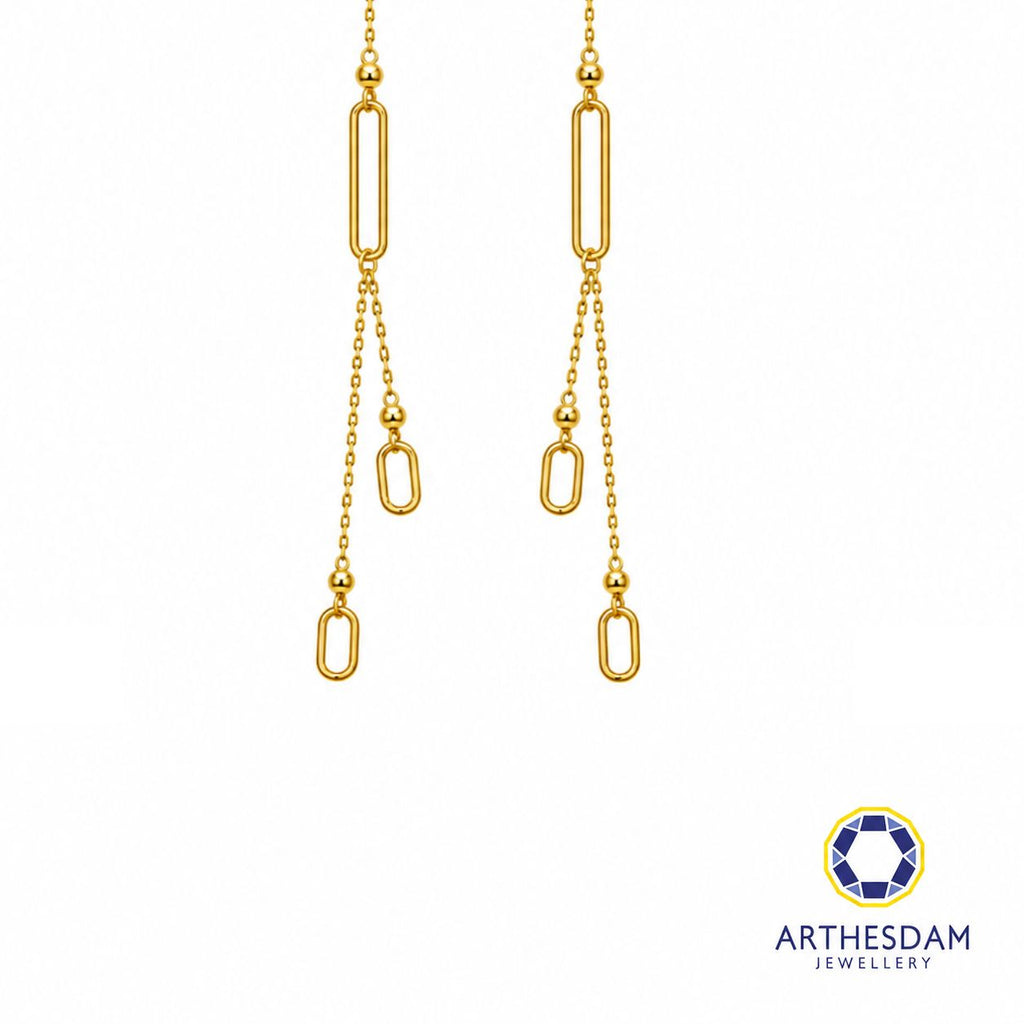 Arthesdam Jewellery 916 Gold Dangling Paperclip Threader Earrings