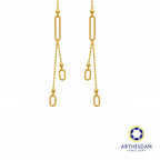 Arthesdam Jewellery 916 Gold Dangling Paperclip Threader Earrings