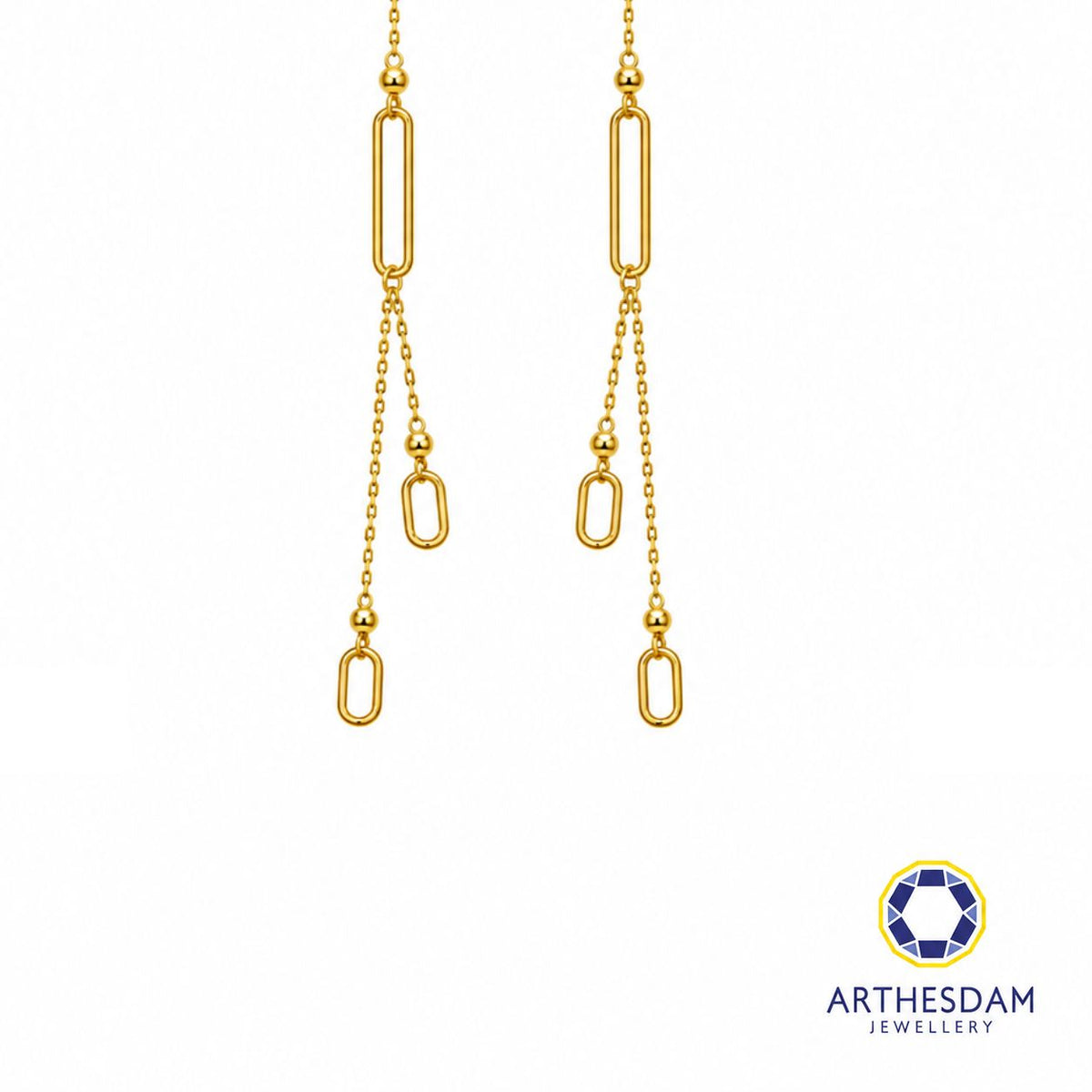 Arthesdam Jewellery 916 Gold Dangling Paperclip Threader Earrings