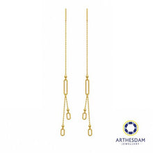 Load image into Gallery viewer, Arthesdam Jewellery 916 Gold Dangling Paperclip Threader Earrings
