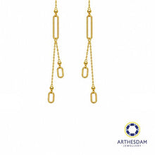 Load image into Gallery viewer, Arthesdam Jewellery 916 Gold Dangling Paperclip Threader Earrings
