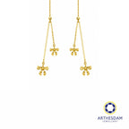 Arthesdam Jewellery 916 Gold Dangling Faceted Ribbon Threader Earrings