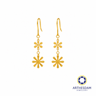 Arthesdam Jewellery 916 Gold Double Snowflake Dangling Fish Hook Earrings