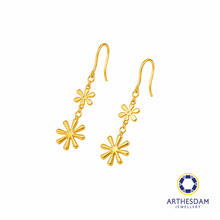 Load image into Gallery viewer, Arthesdam Jewellery 916 Gold Double Snowflake Dangling Fish Hook Earrings
