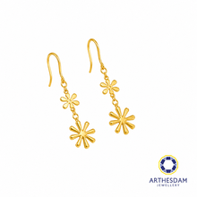 Load image into Gallery viewer, Arthesdam Jewellery 916 Gold Double Snowflake Dangling Fish Hook Earrings
