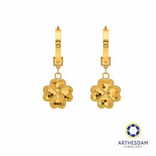 Load image into Gallery viewer, Arthesdam Jewellery 916 Gold Honeycomb Hearts Clover Love Hoop Earrings
