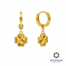 Load image into Gallery viewer, Arthesdam Jewellery 916 Gold Honeycomb Hearts Clover Love Hoop Earrings
