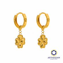 Load image into Gallery viewer, Arthesdam Jewellery 916 Gold Honeycomb Hearts Clover Love Hoop Earrings
