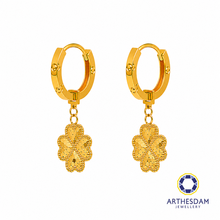 Load image into Gallery viewer, Arthesdam Jewellery 916 Gold Honeycomb Hearts Clover Love Hoop Earrings
