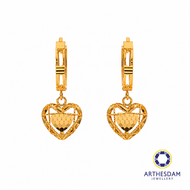 Arthesdam Jewellery 916 Gold Dangling Net Heart Faceted Hoop Earrings