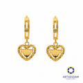 Arthesdam Jewellery 916 Gold Dangling Net Heart Faceted Hoop Earrings