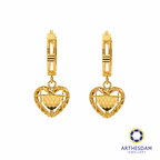 Arthesdam Jewellery 916 Gold Dangling Net Heart Faceted Hoop Earrings