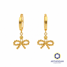Load image into Gallery viewer, Arthesdam Jewellery 916 Gold Dangling Faceted Ribbon Hoop Earrings
