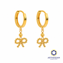 Load image into Gallery viewer, Arthesdam Jewellery 916 Gold Dangling Faceted Ribbon Hoop Earrings
