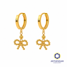 Load image into Gallery viewer, Arthesdam Jewellery 916 Gold Dangling Faceted Ribbon Hoop Earrings
