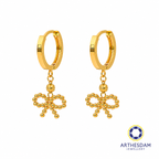 Arthesdam Jewellery 916 Gold Dangling Faceted Ribbon Hoop Earrings