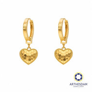 Arthesdam Jewellery 916 Gold Dangling Faceted Heart Love Hoop Earrings