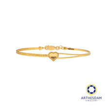 Load image into Gallery viewer, Arthesdam Jewellery 916 Gold Heart Semi Stiff Bangle
