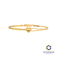 Arthesdam Jewellery 916 Gold Heart Semi Stiff Bangle