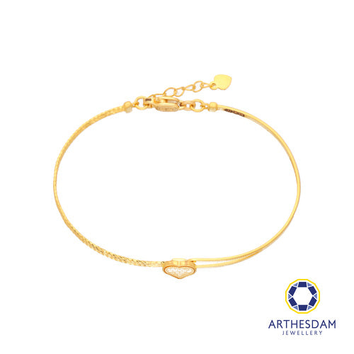 Arthesdam Jewellery 916 Gold Heart Semi Stiff Bangle