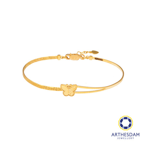 Arthesdam Jewellery 916 Gold Butterfly Semi Stiff Bangle