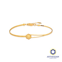 Load image into Gallery viewer, Arthesdam Jewellery 916 Gold Flower Semi Stiff Bangle
