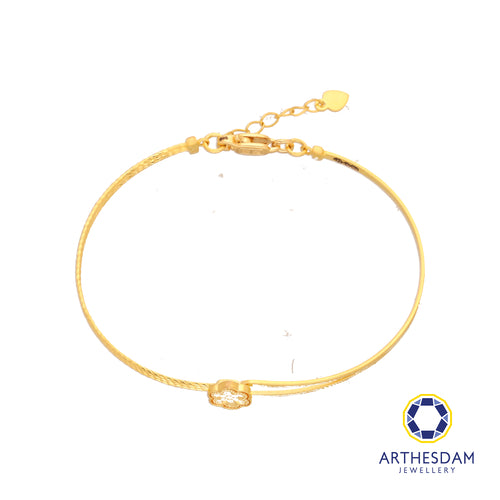 Arthesdam Jewellery 916 Gold Flower Semi Stiff Bangle
