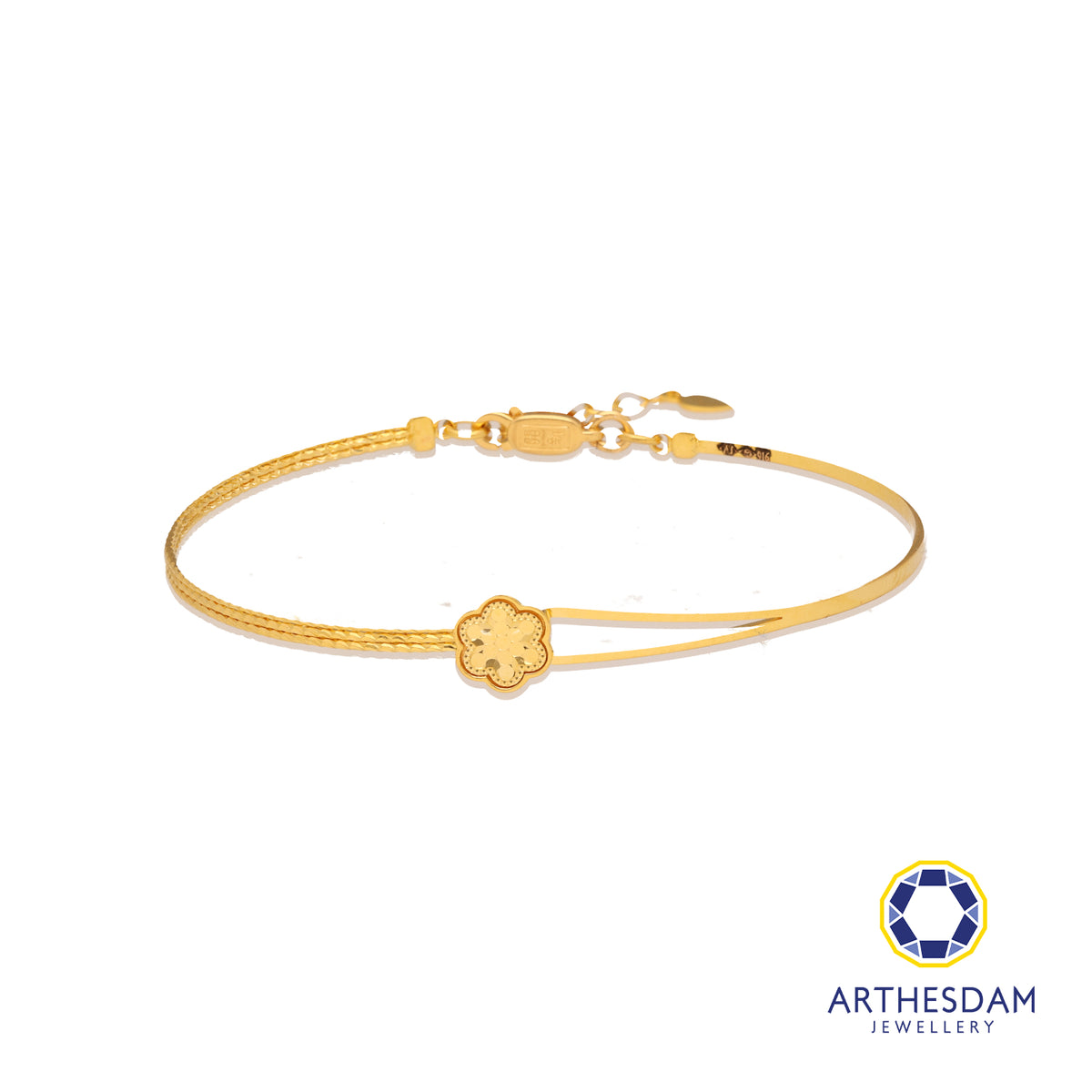 Arthesdam Jewellery 916 Gold Flower Semi Stiff Bangle