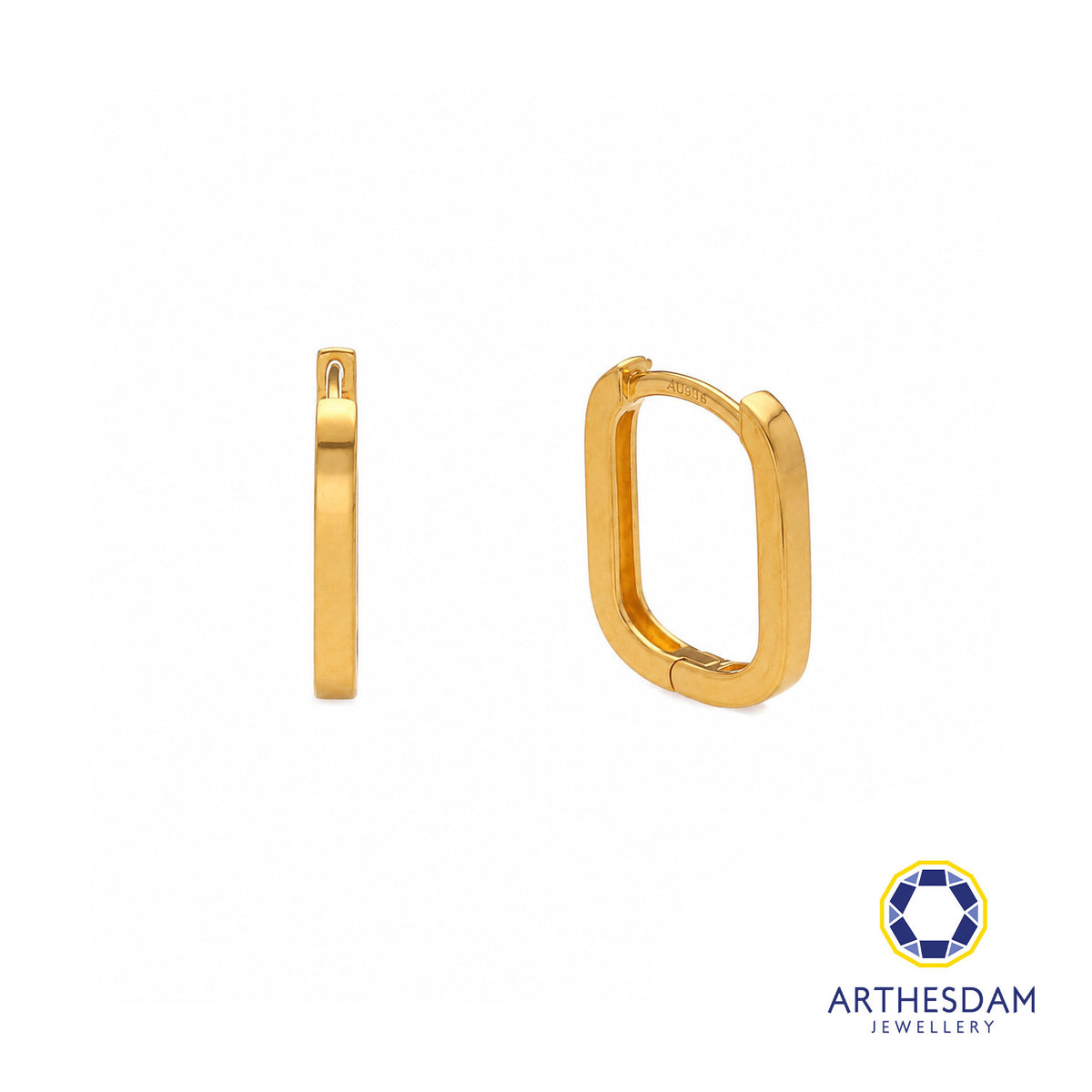 Arthesdam Jewellery 916 Gold Classy Rectangle Hoop Earrings