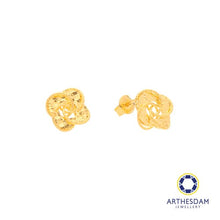 Load image into Gallery viewer, Arthesdam Jewellery 916 Gold Overlapping Clover Earrings
