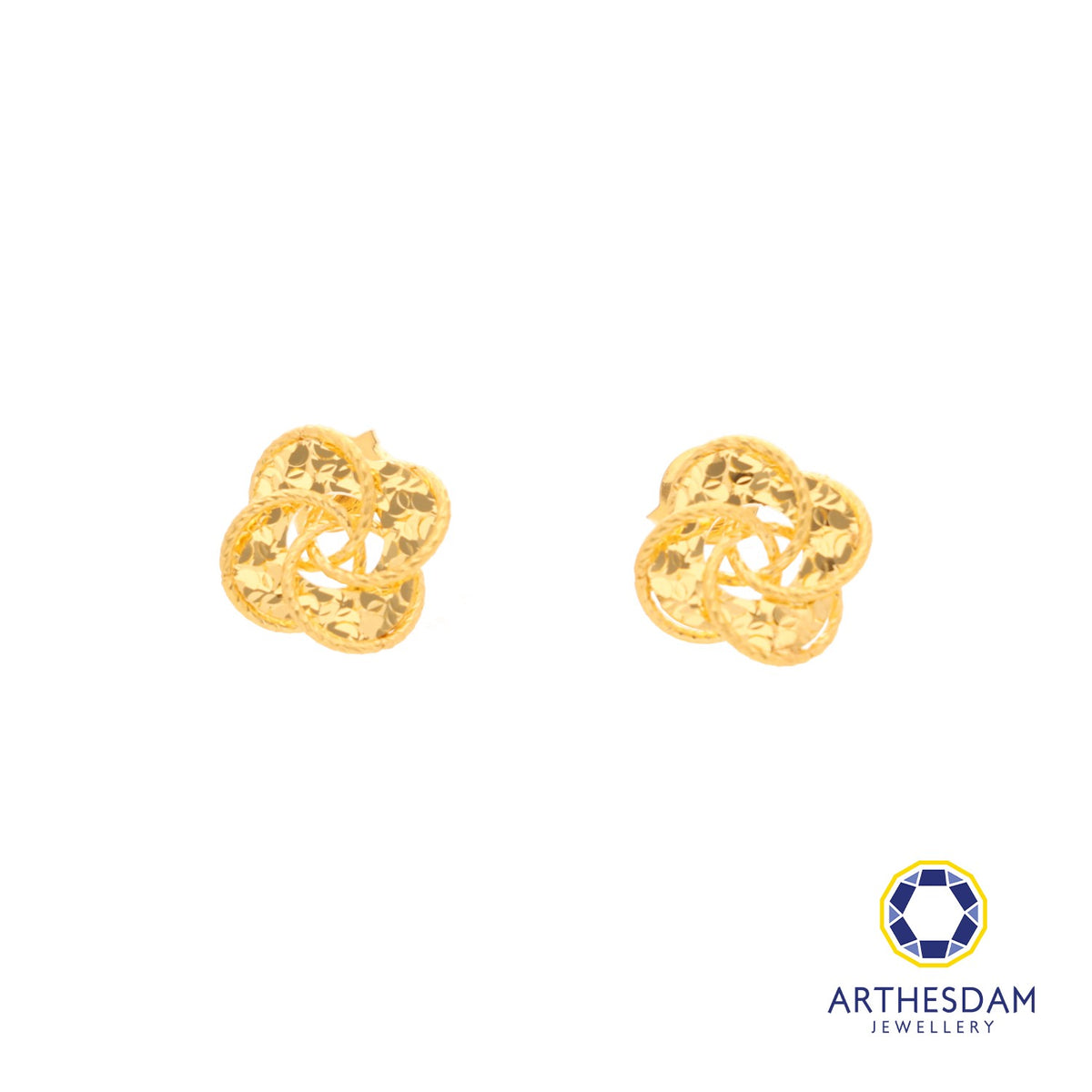 Arthesdam Jewellery 916 Gold Overlapping Clover Earrings