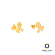 Load image into Gallery viewer, Arthesdam Jewellery 916 Gold Unicorn with Coin Earrings

