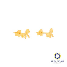 Load image into Gallery viewer, Arthesdam Jewellery 916 Gold Sweet Glitter Ribbon Earrings
