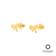 Load image into Gallery viewer, Arthesdam Jewellery 916 Gold Sweet Glitter Ribbon Earrings
