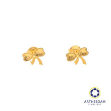 Load image into Gallery viewer, Arthesdam Jewellery 916 Gold Sweet Glitter Ribbon Earrings
