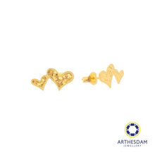 Load image into Gallery viewer, Arthesdam Jewellery 916 Gold Gltter Double Heart Earrings
